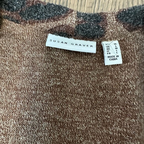 Susan Graver leopard animal print open front cardigan. Size M - Picture 7 of 7